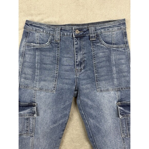 KanCan Jeans Women's 9/28 Blue Medium Wash Avery High Rise Cargo Pocket Casual - Picture 3 of 12